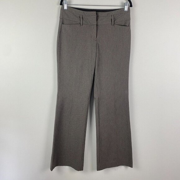 Express Editor Flare Leg Dress Pants Womens 4 Gray Stripe - Picture 1 of 10